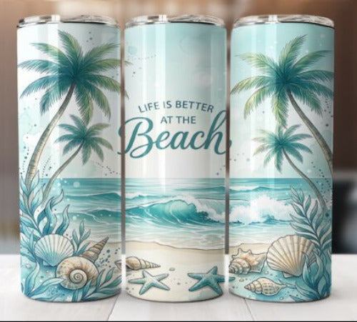 Life is Better at the Beach 20 oz Skinny Tumbler Cup - Adult & Kids T-Shirts, Sweatshirts & Hoodies apparel design preview 1