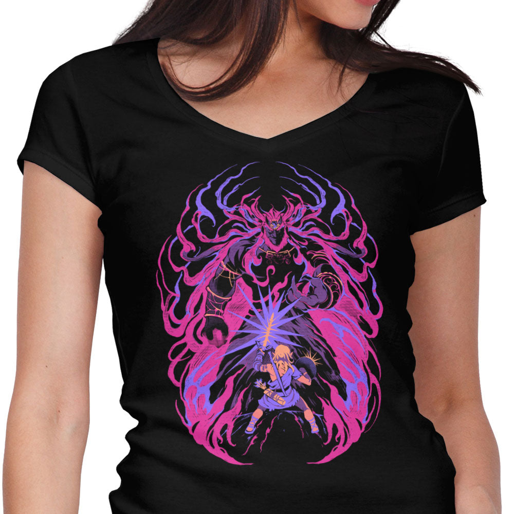 Light Against the Demon King Women's V-Neck - Adult & Kids T-Shirts, Sweatshirts & Hoodies apparel design preview 1