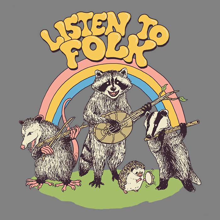 Listen to Folk Men's Apparel - Adult & Kids T-Shirts, Sweatshirts & Hoodies apparel design preview 2