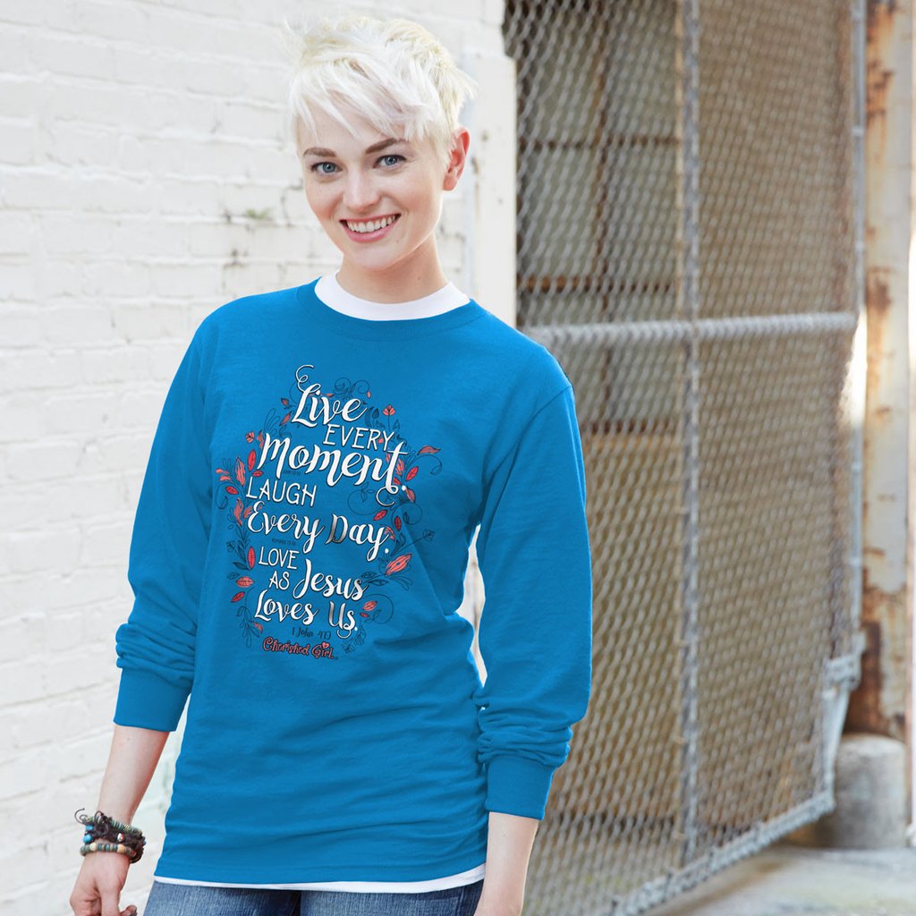 Cherished Girl Live Every Moment Love As Jesus Loves - Adult & Kids T-Shirts, Sweatshirts & Hoodies apparel design preview 2