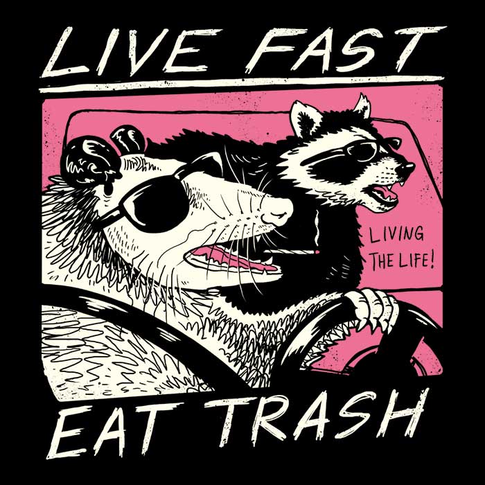 Live Fast, Eat Trash Coasters - Adult & Kids T-Shirts, Sweatshirts & Hoodies apparel design preview 1