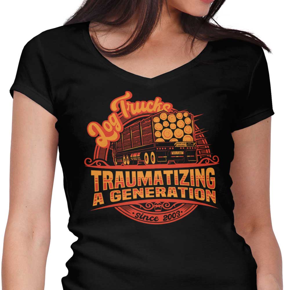 Log Truck Trauma Women's V-Neck - Adult & Kids T-Shirts, Sweatshirts & Hoodies apparel design preview 1