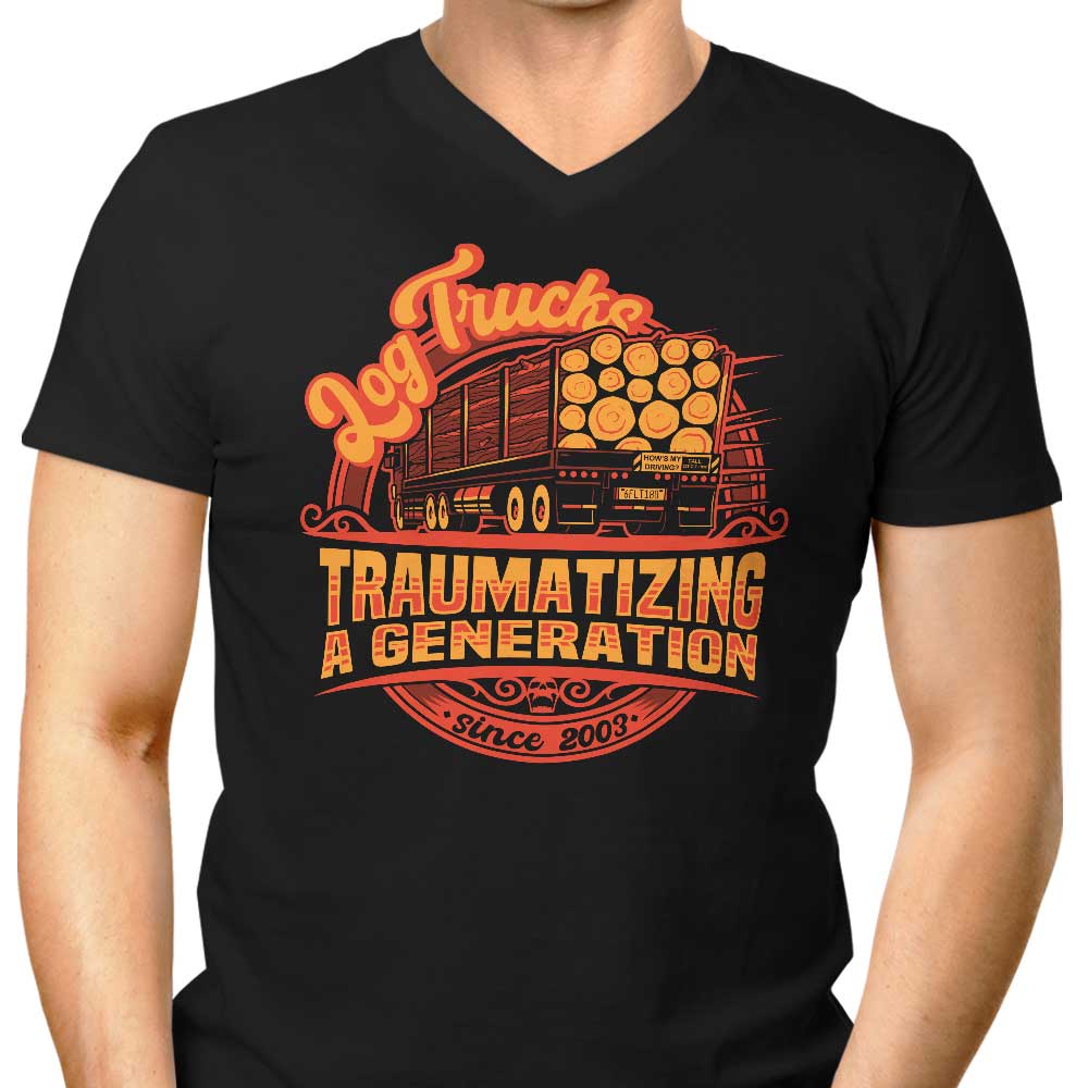 Log Truck Trauma Men's V-Neck - Adult & Kids T-Shirts, Sweatshirts & Hoodies apparel design preview 1