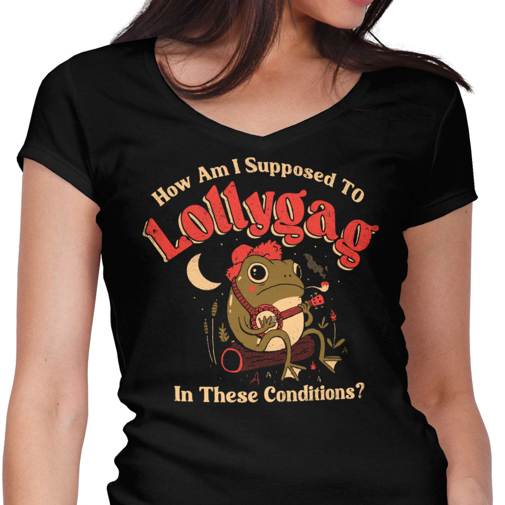 Lollygagging Frog Women's V-Neck - Adult & Kids T-Shirts, Sweatshirts & Hoodies apparel design preview 1