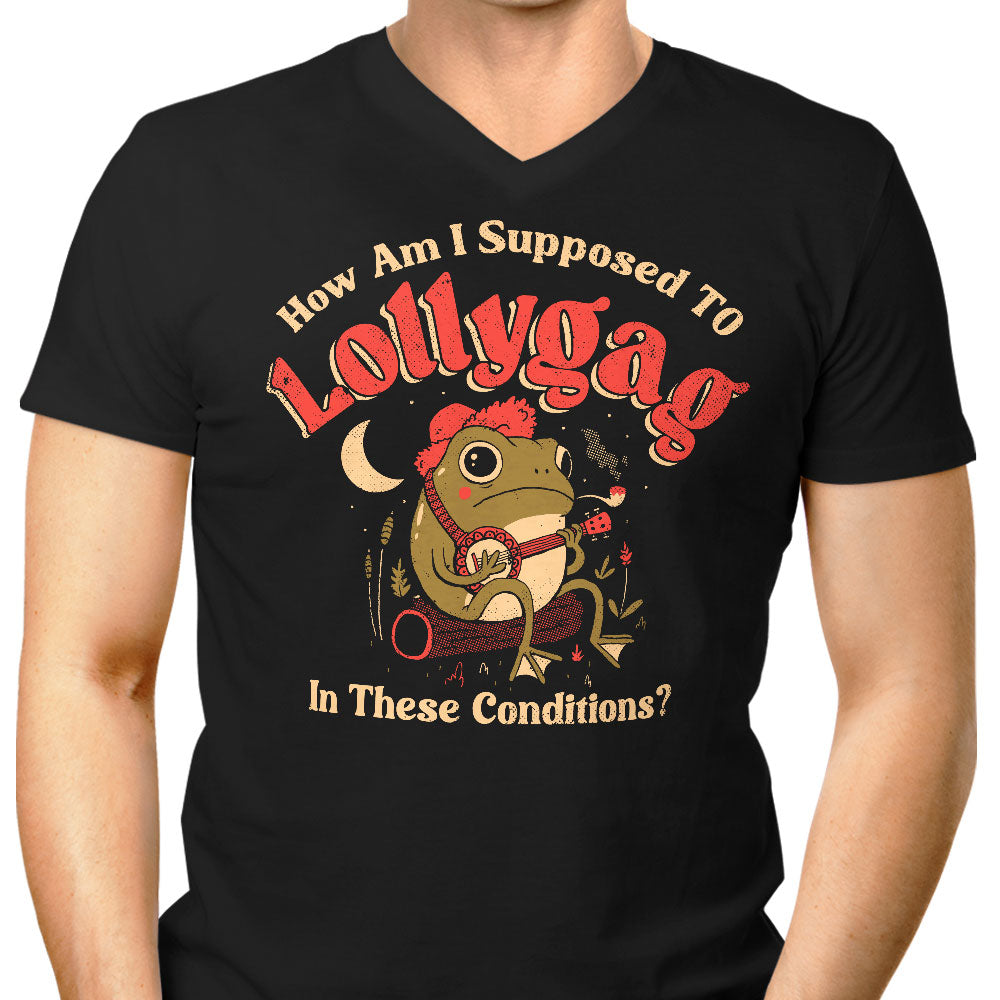 Lollygagging Frog Men's V-Neck - Adult & Kids T-Shirts, Sweatshirts & Hoodies apparel design preview 1