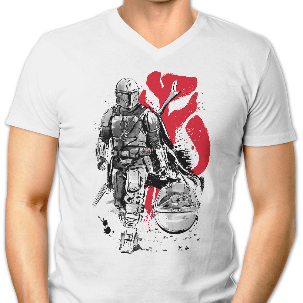 Lone Hunter and Cup Men's V-Neck - Adult & Kids T-Shirts, Sweatshirts & Hoodies apparel design preview 1