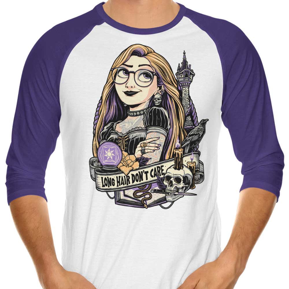 Long Hair, Don't Care 3/4 Sleeve Raglan - Adult & Kids T-Shirts, Sweatshirts & Hoodies apparel design preview 1