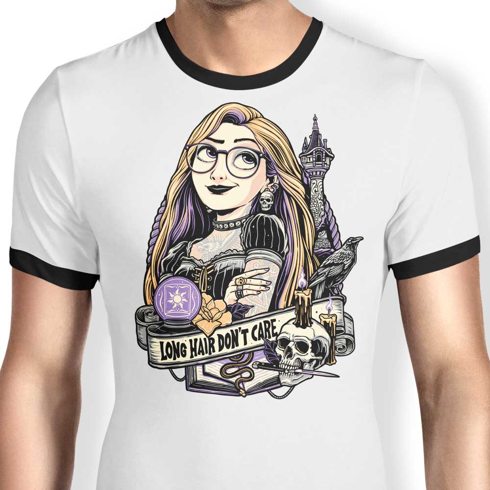 Long Hair, Don't Care Ringer - Adult & Kids T-Shirts, Sweatshirts & Hoodies apparel design preview 1