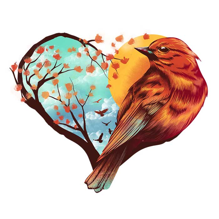 Love Bird Ringer - Adult & Kids T-Shirts, Sweatshirts & Hoodies apparel design preview 2