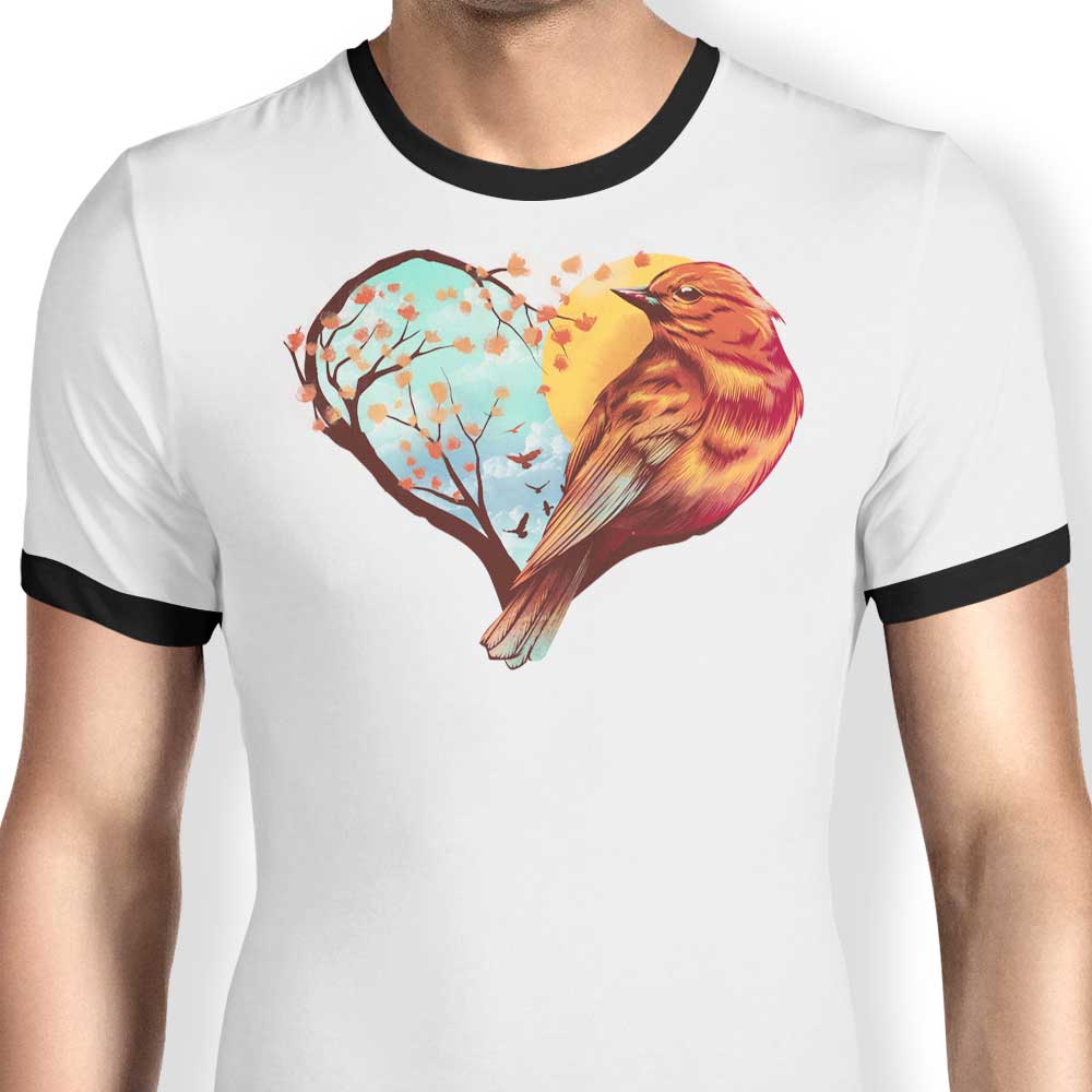 Love Bird Ringer - Adult & Kids T-Shirts, Sweatshirts & Hoodies apparel design preview 1