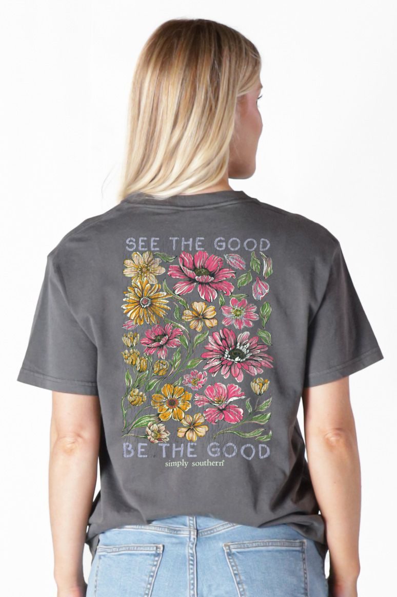 Simply Southern See The Good Flowers Mineral Washed - Adult & Kids T-Shirts, Sweatshirts & Hoodies apparel design preview 1