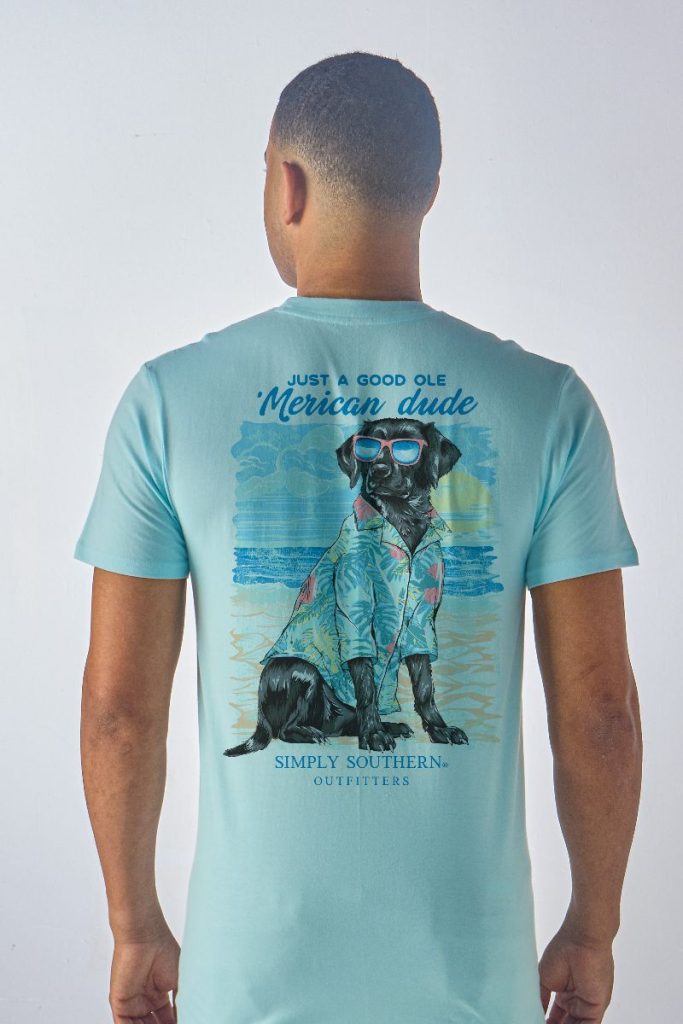 Simply Southern Merican Dude Beach Dog - Adult & Kids T-Shirts, Sweatshirts & Hoodies apparel design preview 1