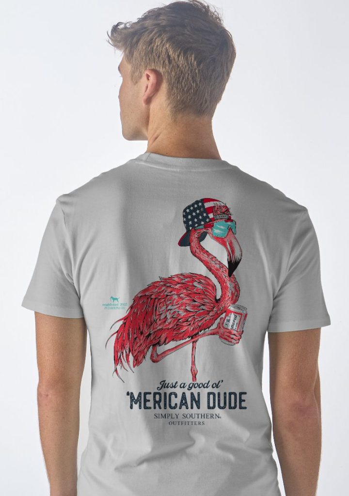Simply Southern Merican Dude USA Flamingo - Adult & Kids T-Shirts, Sweatshirts & Hoodies apparel design preview 1
