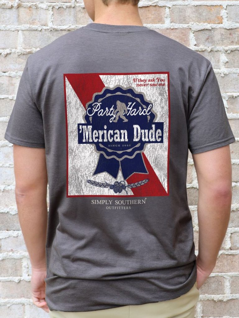 Simply Southern Merican Dude Party Ribbon - Adult & Kids T-Shirts, Sweatshirts & Hoodies apparel design preview 1