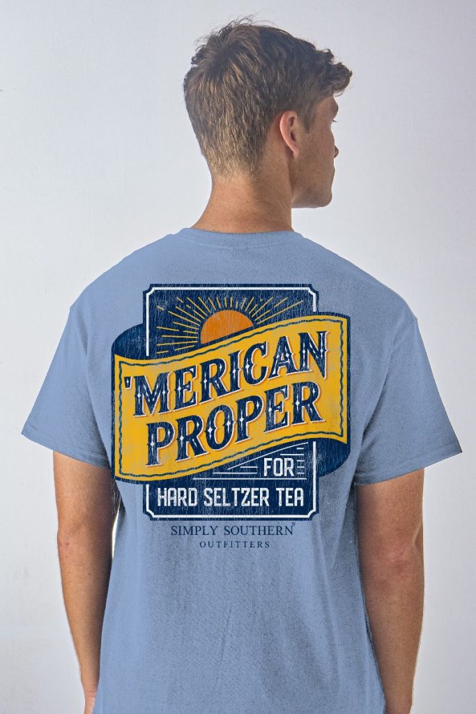 Simply Southern Merican Proper Tea Washed Sea - Adult & Kids T-Shirts, Sweatshirts & Hoodies apparel design preview 2