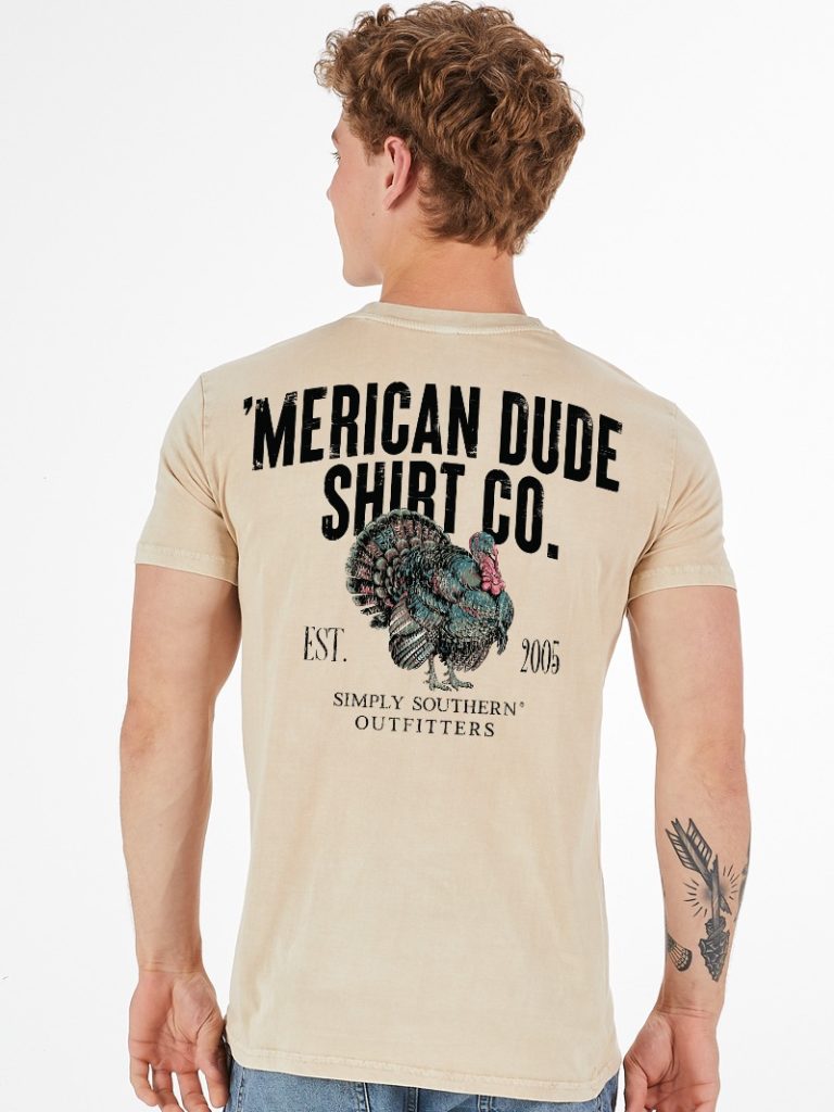 Simply Southern Merican Dude Turkey Washed Cream - Adult & Kids T-Shirts, Sweatshirts & Hoodies apparel design preview 1