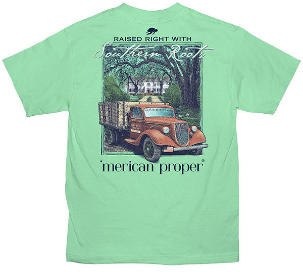 Merican Proper Southern Roots Truck Pigment Dyed - Adult & Kids T-Shirts, Sweatshirts & Hoodies apparel design preview 1