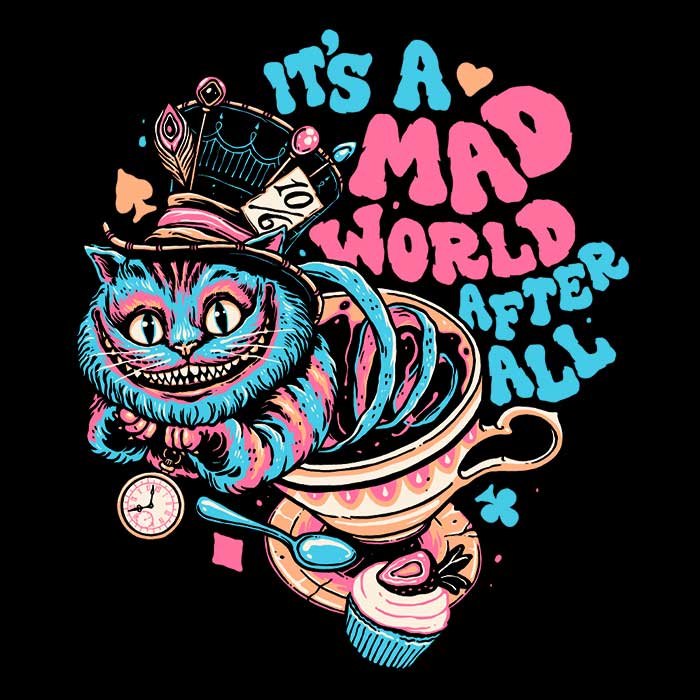 Mad World Cat - Adult & Kids T-Shirts, Sweatshirts & Hoodies apparel design preview 2