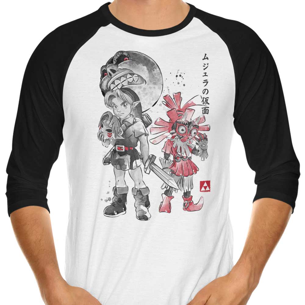 Majora's Sumi-e 3/4 Sleeve Raglan - Adult & Kids T-Shirts, Sweatshirts & Hoodies apparel design preview 1