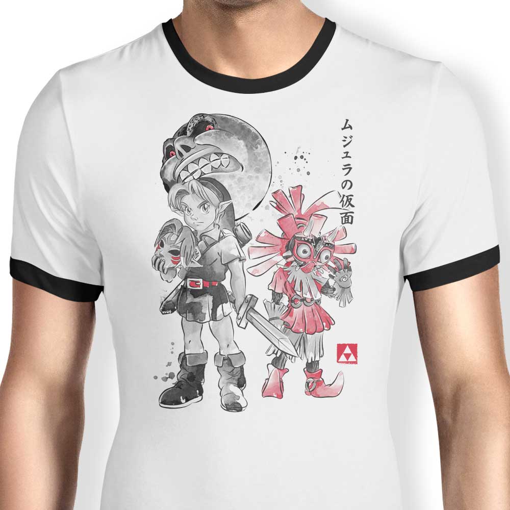 Majora's Sumi-e Ringer - Adult & Kids T-Shirts, Sweatshirts & Hoodies apparel design preview 1
