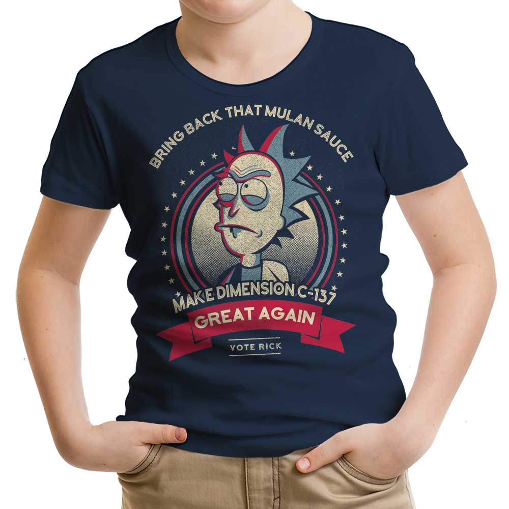 Make Dimension C-137 Great Again Youth Apparel - Adult & Kids T-Shirts, Sweatshirts & Hoodies apparel design preview 1
