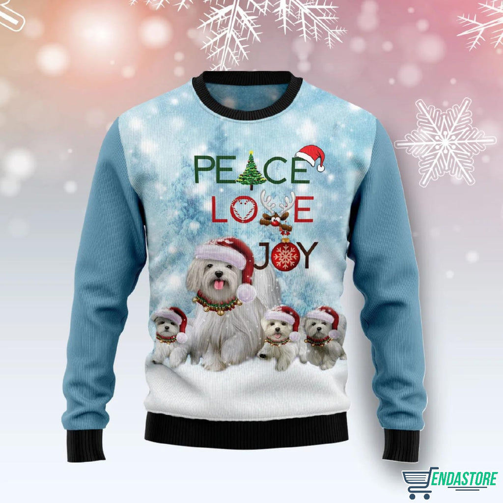 Maltese Peace Love Joy Ugly Christmas Sweater product image