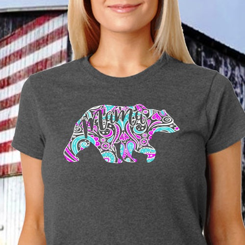 Southern Attitude Preppy Paisley Mama Bear Front - Adult & Kids T-Shirts, Sweatshirts & Hoodies apparel design preview 1