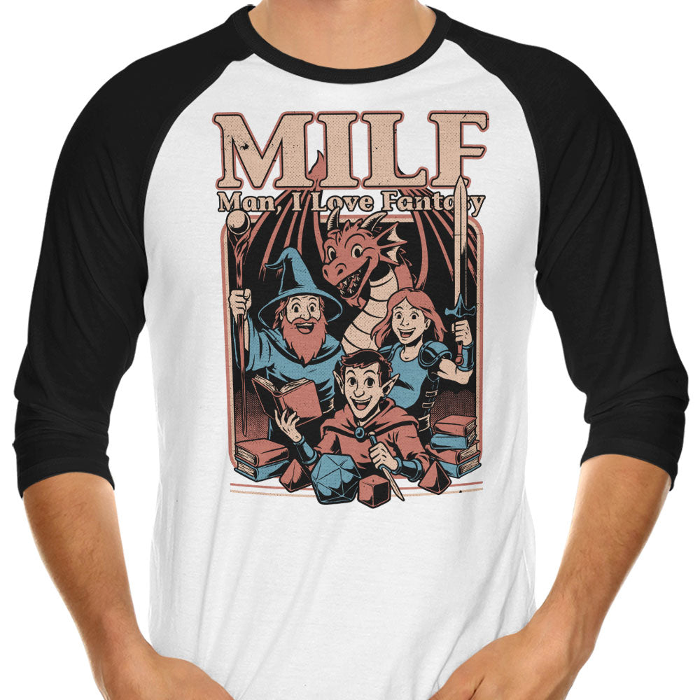Man, I Love Fantasy 3/4 Sleeve Raglan - Adult & Kids T-Shirts, Sweatshirts & Hoodies apparel design preview 1