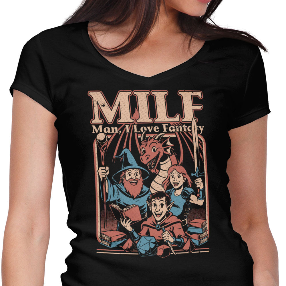 Man, I Love Fantasy Women's V-Neck - Adult & Kids T-Shirts, Sweatshirts & Hoodies apparel design preview 1