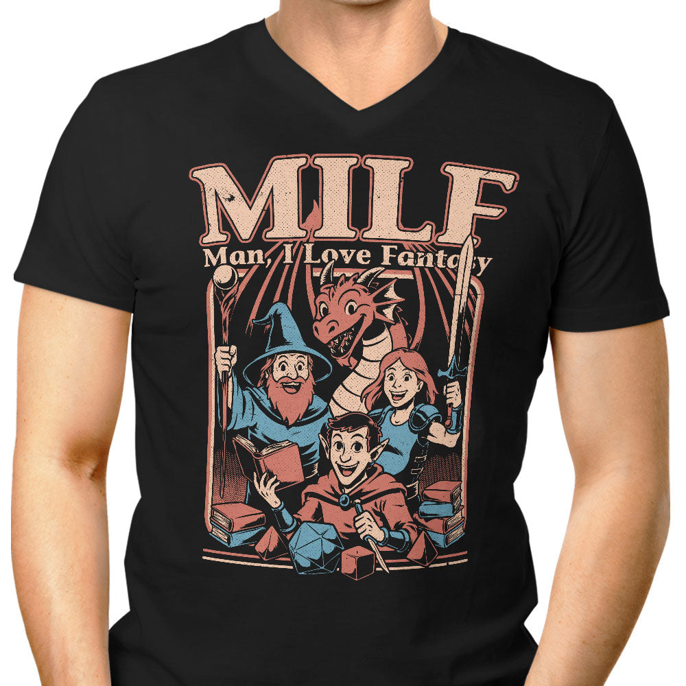 Man, I Love Fantasy Men's V-Neck - Adult & Kids T-Shirts, Sweatshirts & Hoodies apparel design preview 1