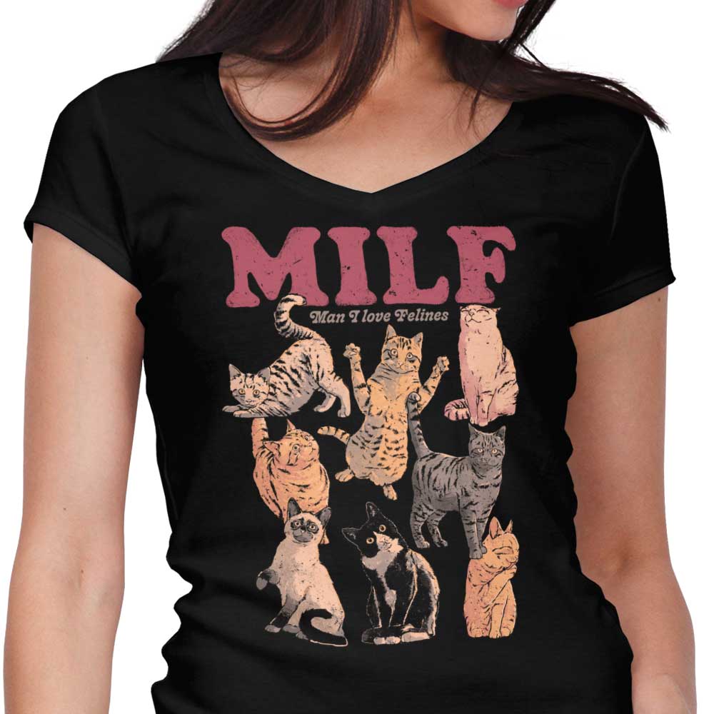 Man I Love Felines Women's V-Neck - Adult & Kids T-Shirts, Sweatshirts & Hoodies apparel design preview 1