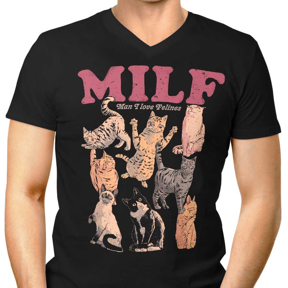 Man I Love Felines Men's V-Neck - Adult & Kids T-Shirts, Sweatshirts & Hoodies apparel design preview 1