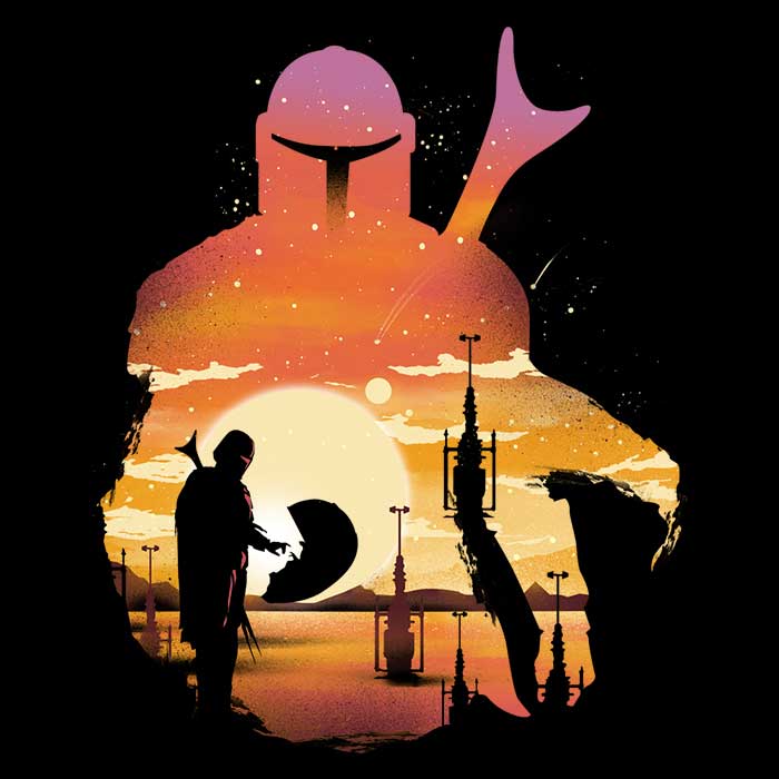 Mando Sunset - Adult & Kids T-Shirts, Sweatshirts & Hoodies apparel design preview 2