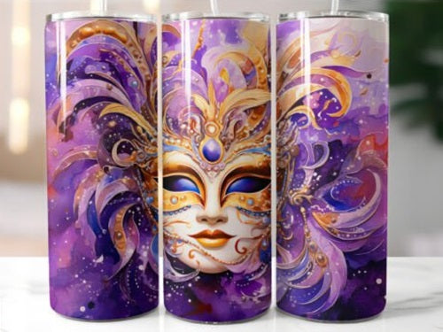 Mardi Gras Mask 20 oz Skinny Tumbler Cup With Straw - Adult & Kids T-Shirts, Sweatshirts & Hoodies apparel design preview 1