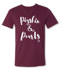 Sassy Frass Maroon Pigskin Pearls Football V-neck - Adult & Kids T-Shirts, Sweatshirts & Hoodies apparel design preview 1