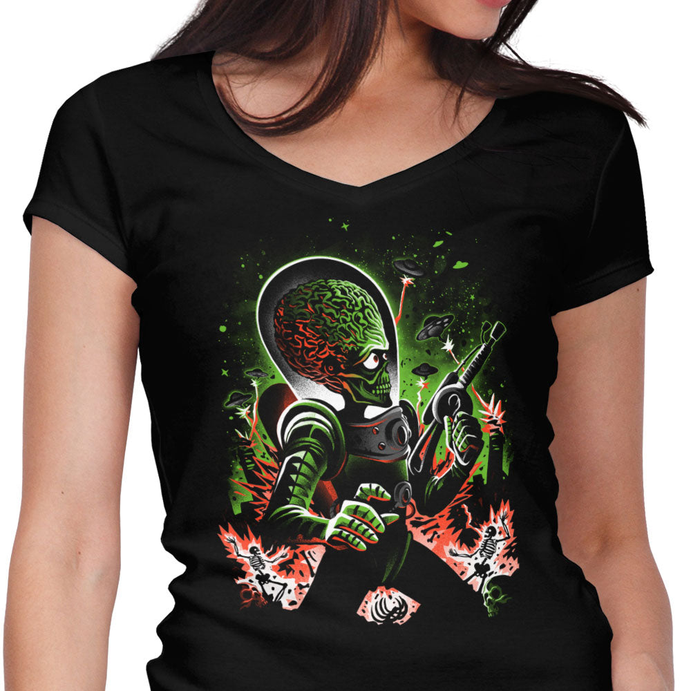Mars Invasion Women's V-Neck - Adult & Kids T-Shirts, Sweatshirts & Hoodies apparel design preview 1
