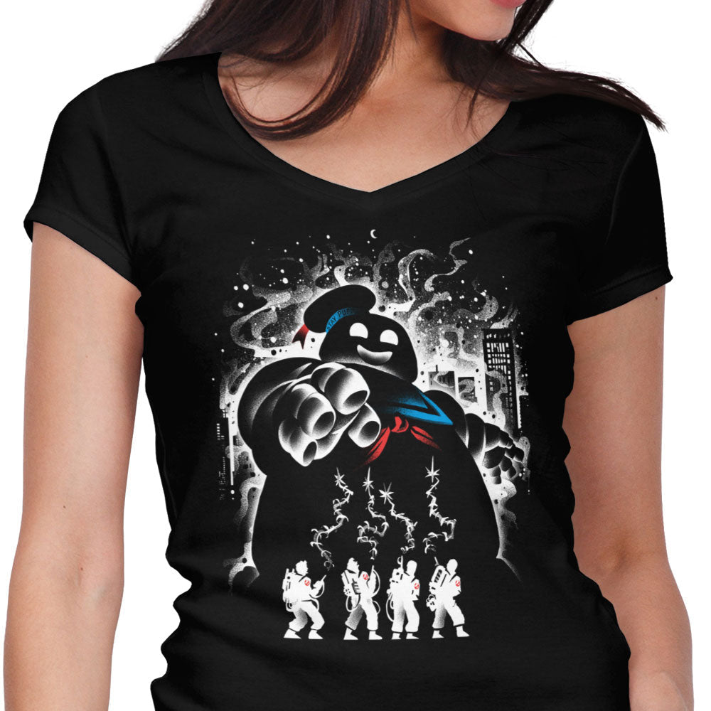 Marshmallow Ghost Women's V-Neck - Adult & Kids T-Shirts, Sweatshirts & Hoodies apparel design preview 1