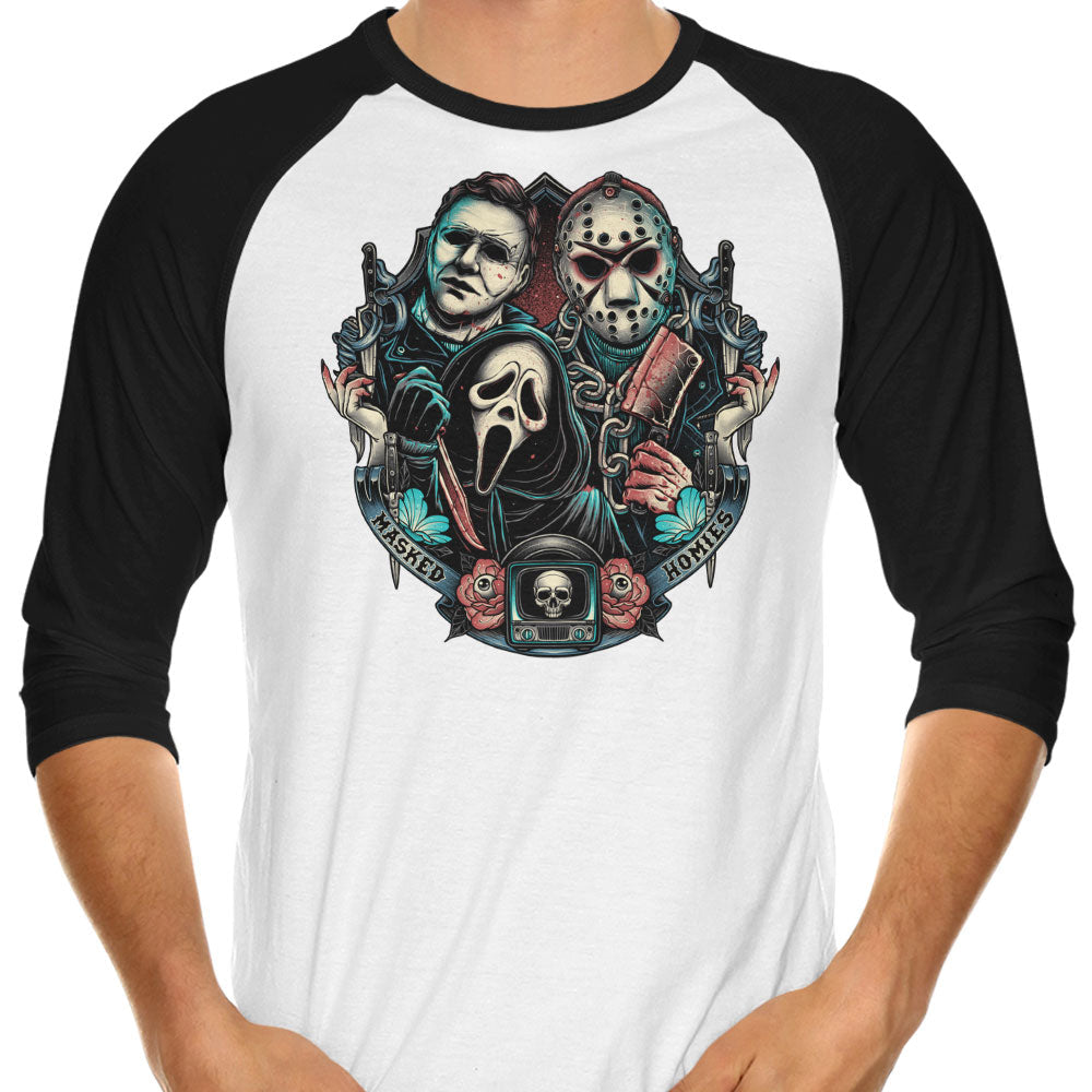 Masked Homies 3/4 Sleeve Raglan - Adult & Kids T-Shirts, Sweatshirts & Hoodies apparel design preview 1