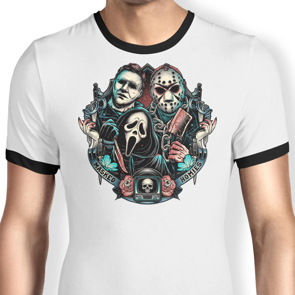 Masked Homies Ringer - Adult & Kids T-Shirts, Sweatshirts & Hoodies apparel design preview 1