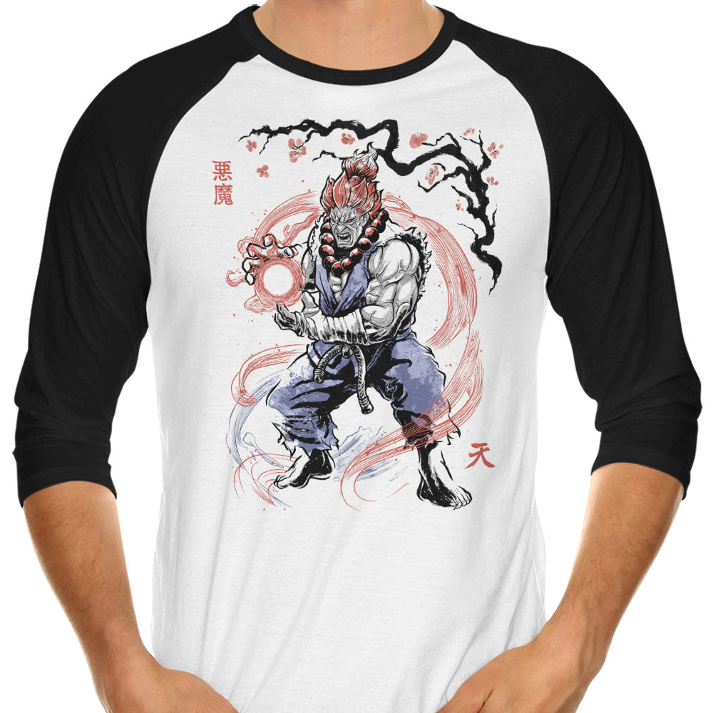 Master of the Fist Sumi-e 3/4 Sleeve Raglan - Adult & Kids T-Shirts, Sweatshirts & Hoodies apparel design preview 1
