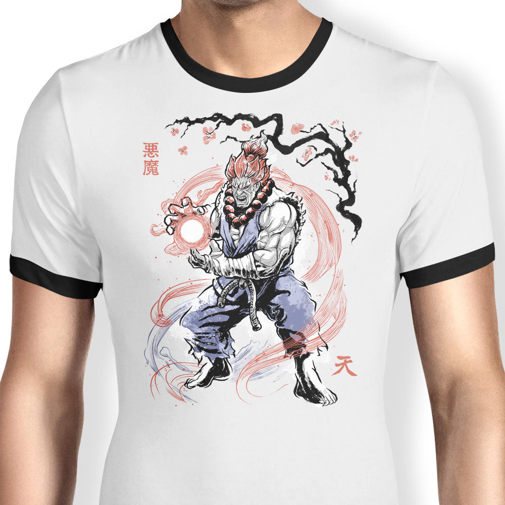 Master of the Fist Sumi-e Ringer - Adult & Kids T-Shirts, Sweatshirts & Hoodies apparel design preview 1