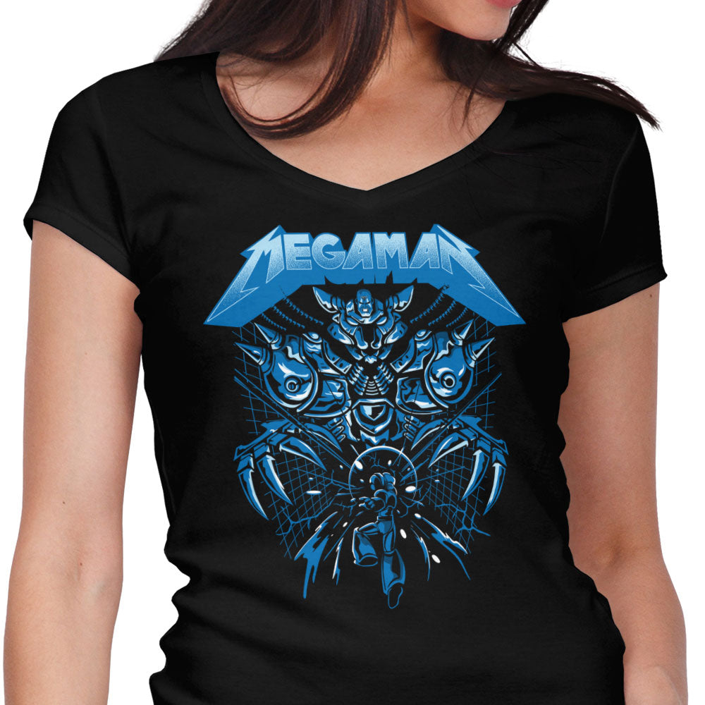 Mega Rockman Women's V-Neck - Adult & Kids T-Shirts, Sweatshirts & Hoodies apparel design preview 1