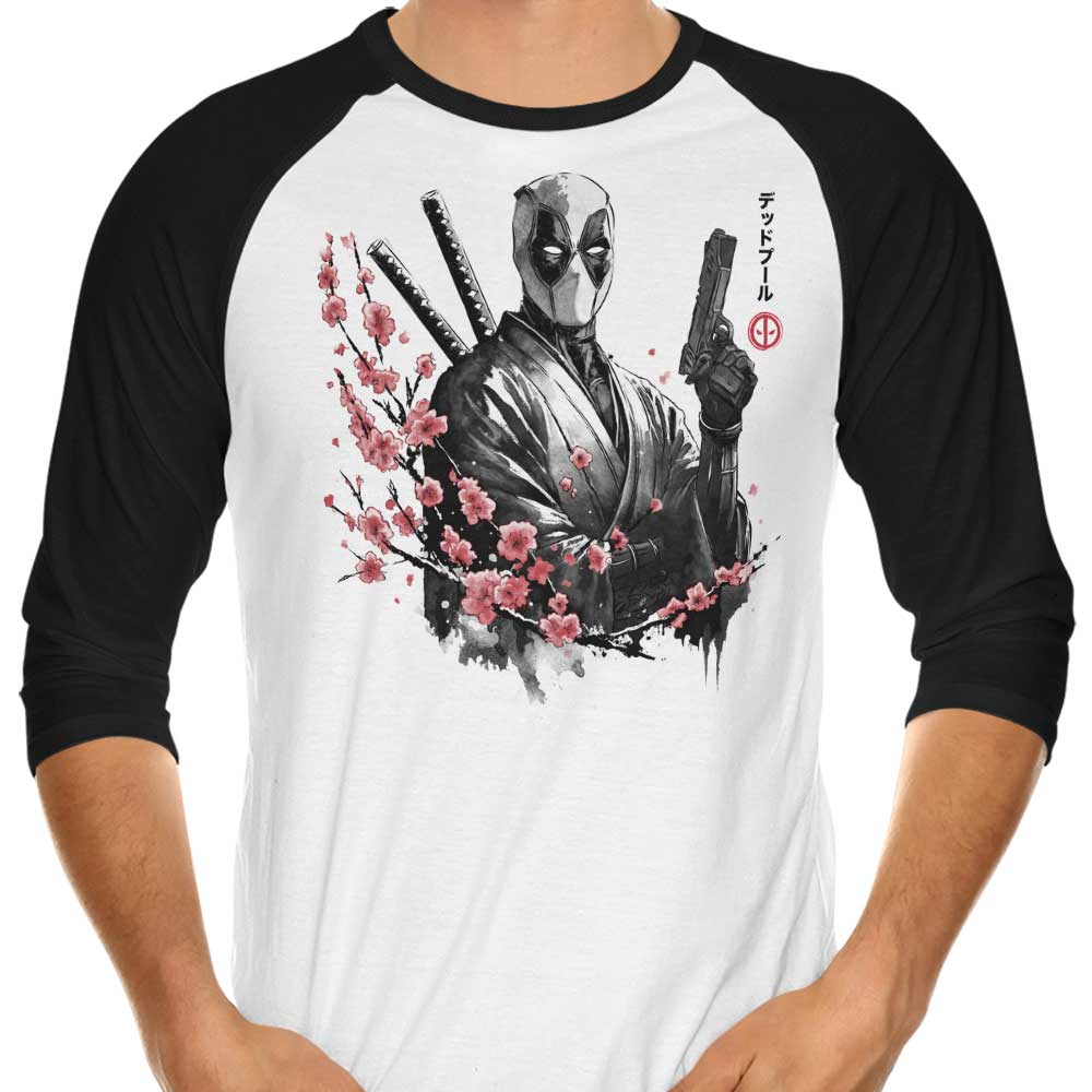 Merc Portrait Sumi-e 3/4 Sleeve Raglan - Adult & Kids T-Shirts, Sweatshirts & Hoodies apparel design preview 1