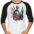 Merc Portrait Sumi-e 3/4 Sleeve Raglan - Adult & Kids T-Shirts, Sweatshirts & Hoodies apparel design preview 1