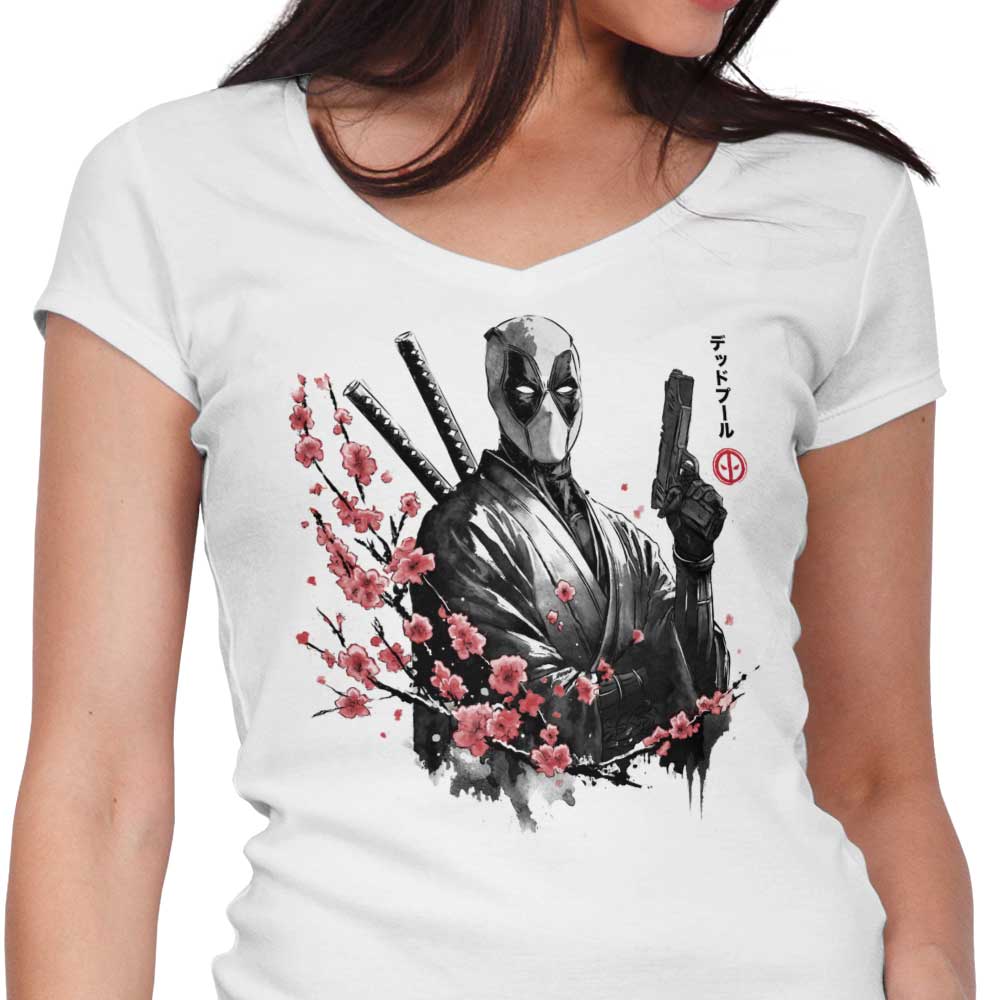 Merc Portrait Sumi-e Women's V-Neck - Adult & Kids T-Shirts, Sweatshirts & Hoodies apparel design preview 1