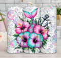 Floral Mermaid Tail and Anchor 20 oz Skinny Tumbler - Adult & Kids T-Shirts, Sweatshirts & Hoodies apparel design preview 1