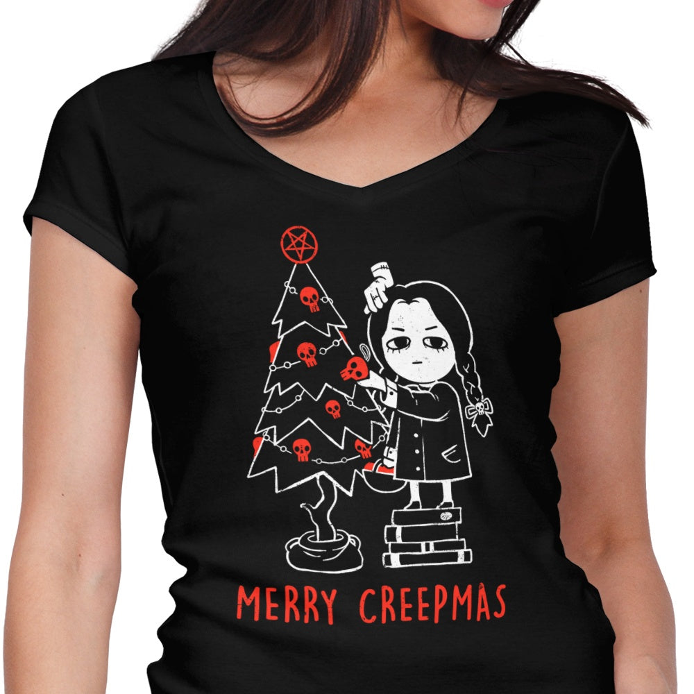 Merry Creepmas Women's V-Neck - Adult & Kids T-Shirts, Sweatshirts & Hoodies apparel design preview 1