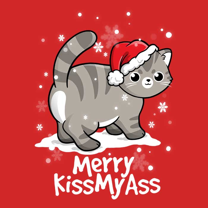 Merry Kiss My Cat - Adult & Kids T-Shirts, Sweatshirts & Hoodies apparel design preview 2