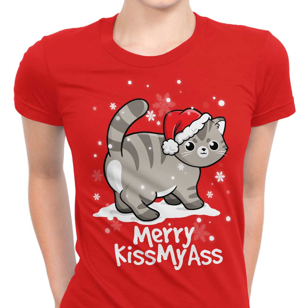 Merry Kiss My Cat Women's Apparel - Adult & Kids T-Shirts, Sweatshirts & Hoodies apparel design preview 1