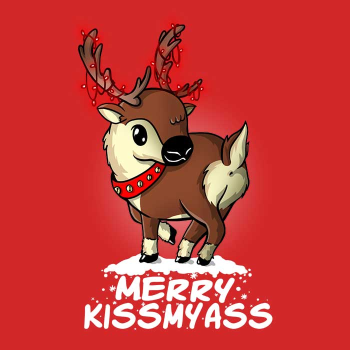 Merry Kiss My Deer - Adult & Kids T-Shirts, Sweatshirts & Hoodies apparel design preview 2